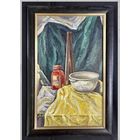 Скрипниченко Г.С. "Натюрморт" (с красной бутылкой) 1966г. ДВП, масло. Размер 61,5х37 см.