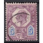 84.Br. Великобритания. Эдуард VII. 5P. 1902 г. Стандарт. Mi.#110A.