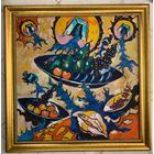 Кищенко А.М."Натюрморт в пространстве", размер с  рамой 120х120 см., 97,5х97,5 см. ДВП, масло.