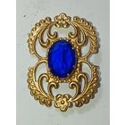 Винтажная брошь СССР 1960 х годов . Синим камнем , есть клеймо .