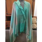 Шаль шарф палантин бирюзовый в клетку Очень большая 190 х 90