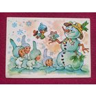 Новогодняя открытка. Латвийская открытка. Маргарита Старасте 80 гг. Чистая.