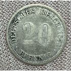 Монета 20 пфеннигов 1874 год. Германская империя. Вильгельм I Серебро