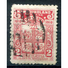 Британские колонии - Ньюфаундленд - 1910г. - герб, 300 лет первой британской колонии - Ньюфаундленд, перфорация 12, 2 с - 1 марка - гашёная [Mi 69]. #3-WB-102-A-1