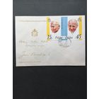 Польша 1987 КПД с полной серией марок в сцепке "III визит Папы Римского Иоанна Павла II в Польшу" (спецгашение) Mi.3099-3100 каталог 1.50 евро