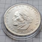 5 марок ФРГ 1970 года . В честь 200-летия со дня рождения Бетховена .Серебро.