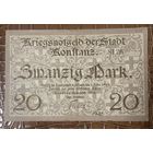 Банкнота 20 марок 1918 год. Констанц. Веймарская республика.