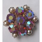 Брошь СССР,  клеймо на игле ДЮ. Радужные кристаллы