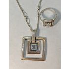 Серебряный комплект 925 пр. Кулон на цепочке и кольцо 19,5 мм. С рубля