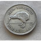 Новая Зеландия 2 шиллинга (флорин) 1940 Георг VI - серебро 0,500, отличная!