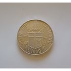 1000 лир. 835пр., 1984 г.	Ватикан. Иоанн Павел II.Тираж 105 000 т.