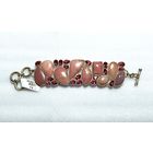 Браслет Перуанский розовый опал, турмалин серебро