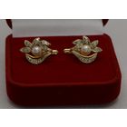 Красивые (Au_585) серьги с жемчугом и фианитами, 5.48 гр