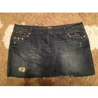 Стильная, модная, хиповая джинсовая юбка на 54-56 размер. ПОталии 54 см, длина 42 см.