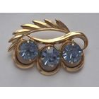 Брошь СССР. Голубые кристаллы. Позолота. Клеймо
