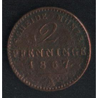 Германия Пруссия 2 пфеннига 1867 г. А (*). Состояние на фото!!!
