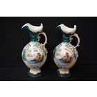 2 английских кувшина - около 1900 г. - украшены пейзажами и цветами -  - высота: 38 см