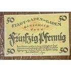 Нотгельд 50 пфеннигов 1919 год. Баден-Баден. Веймарская республика