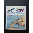 Польша 1982 Блок Mi.87 с марками "Участие в турне по Европе на туристическом самолете "Сhallenge"" (чистый**) Mi.2806-2807 каталог 3.60 евро