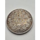 1 марка 1899 года. Германия. Вильгельм II. Серебро 900. Монета не чищена. 45426