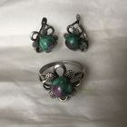 Серьги и кольцо р 18 винтаж СССР мнц Редкий Очень симпатичный Не серебро проб нет