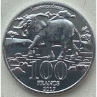 Катанга 100 франков 2017 г. Слон
