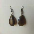 Серьги - подвески винтажные. Кошачий глаз. 4,8х2,2 см.