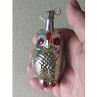 Ёлочная игрушка "СОВА или ФИЛИН", подвес, стекло. (СССР).