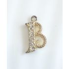 Лот С 3 РУБЛЕЙ! много лотов! Подвеска-кулон Буква латинская "В" с фианитами, серебро 925