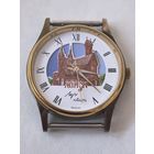 Новые !!! Часы Луч. Кварц. в упаковке и с документом. 1999 год. Красный костел. День. Ночь. солнышко и луна бегают между башенками.Новые . темный корпус. новая батарейка11.12.25г. !!!