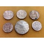 5 РИЖСКИХ СОЛИДОВ 1616, 1617, 1619 (19), 1620(Z0), 1621(ZI) + ТРИ ГРОША 1595 Г. РИГА