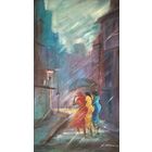 Картина "Три женщины под дождём в Коломбо" Anjana Wijintha, о. Цейлон, Шри Ланка, 2008г., масло на холсте, подпись, 38х58см