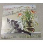 Посткроссинг. Открытка "Утро в деревне", худ.Мария Павлова (15х15). Прошла почту. Художественные марки, чёткий штемпель.