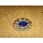 Брошь . Брошка . Чехословакия . Синее стекло