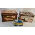 Три коробочки из жести для какао и зубного порошка. Середина прошлого века.