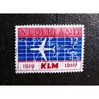 Марка Нидерланды 1959 год 40 лет авиакомпании KLM