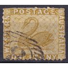 139.Aust. Великобритания. Австралийские штаты. Западная Австралия. Чёрный лебедь. Стандарт. 1864 г. 1p. Mi.#16Aa.