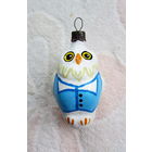 Редкая елочная игрушка "Сова в жилетке". Стекло, СССР
