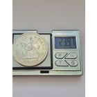 1 доллар Канада 1973 года, Королева Елизавета II (1953 - 2025). 100 лет конной полиции Канады. Серебро 500. Монета не чищена. В45510