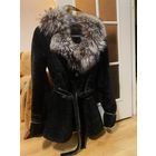 Шуба песец мутон натуральная кожа