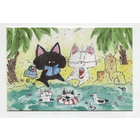 Открытка. Коты. Котики. Котята. Семья. Фауна, животные, отпуск, море. Худож. А.Еременко (чистая)