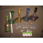 Графины(5 шт.) и рюмки 12 шт,цветное стекло времён СССР.С рубля.