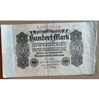 Германия 100 марок 1922 год, Ro.72, DEU-83, Х.#8. Серии A, B,.. авторский рисунок начала прошлого века правый верхний угол