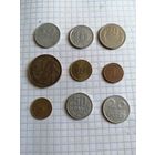 Монеты разных стран 9 шт., одним лотом. Старт с 2-х рублей. Смотрите другие лоты, много интересного.