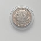 10 злотых Ядвига 1932г.Золотистая приятная патина.