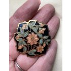 Брошь Цветы эмаль Клуазоне Fish клеймо Англия 60-е