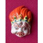 Настенная Маска. МАХАКАЛА БОГ ОГНЯ. Старая Монголия. Фарфор.