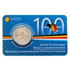 2 евро 2021 Бельгия 100 лет Бельгийско-Люксембургскому экономическому союзу блистер BU