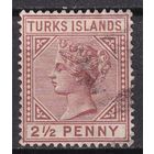 75.BrK. Великобритания. Колонии. Теркс и Кайкос. Виктория. Стандарт. 2 1/2 P. 1882 г. Mi.#25I.