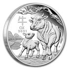 Австралия 1 доллар 2021г. Австралийская лунная серия III: "Год Быка". PROOF. Монета в капсуле; подарочной рамке - футляре; номерной сертификат; коробка. СЕРЕБРО 31,107гр.(1 oz).